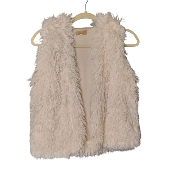Piko 1988 Faux Fur Hoodie Soft Vest Size Small Cream Ivory Pockets - Picture 1 of 6